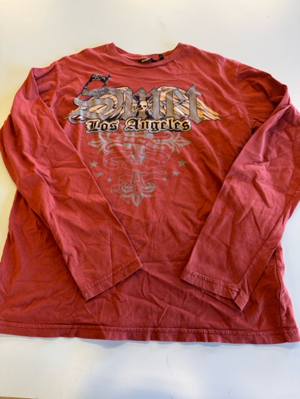 Los Angeles Graphic Long Sleeve Shirt - Red SMET Christian Audigier XL